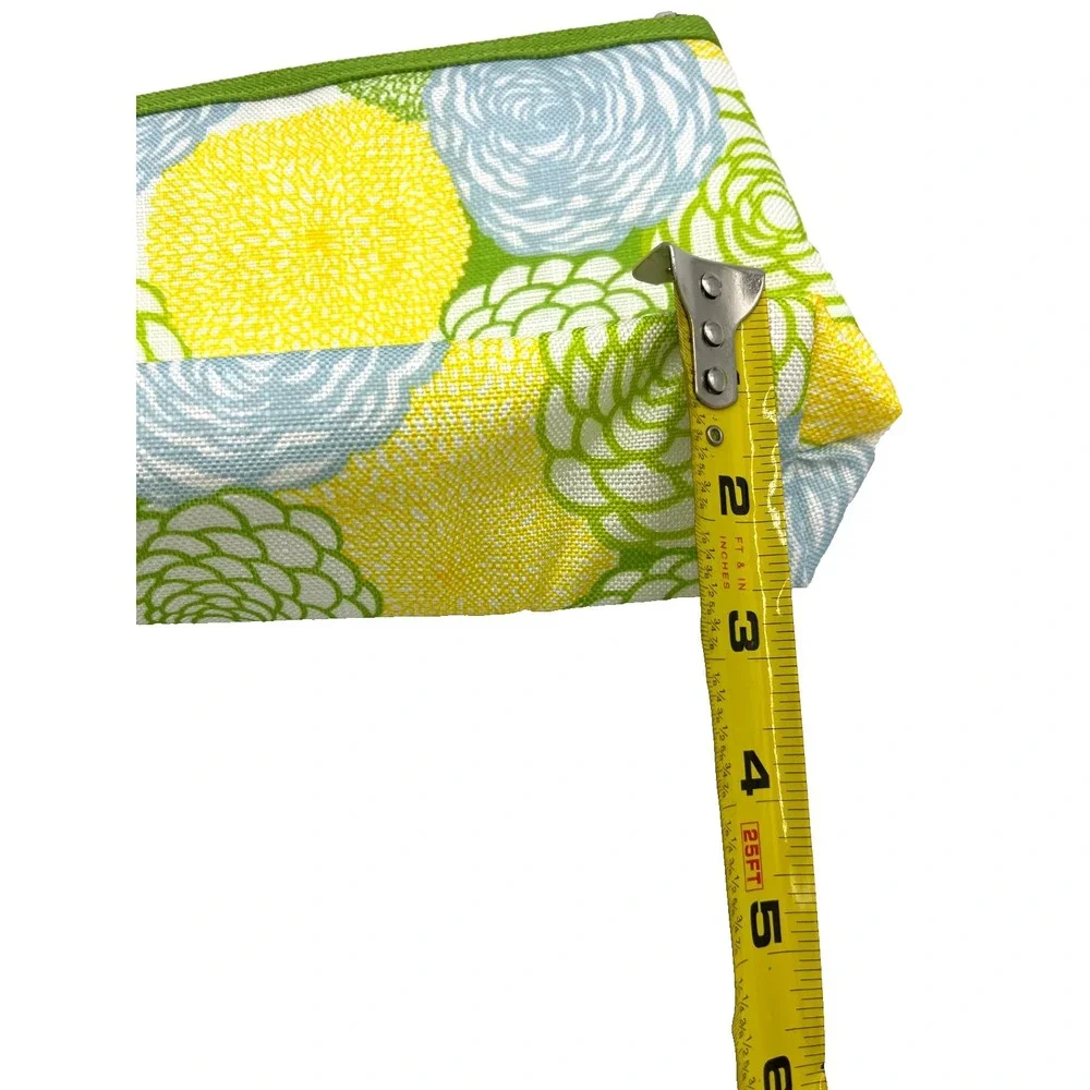 Clinique‎ Floral Cosmetic Makeup Travel Bag Yellow Blue Green 7x10x1 - Set of 15